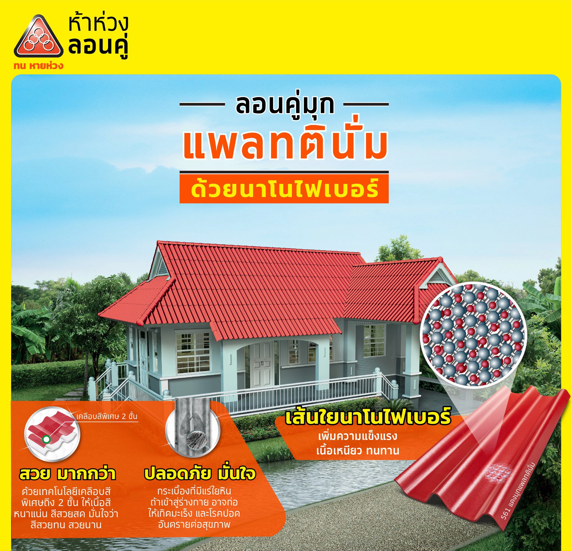 หลังคาลอนคู่ ห้าห่วง สีแพลทตินั่ม นาโนไฟเบอร์