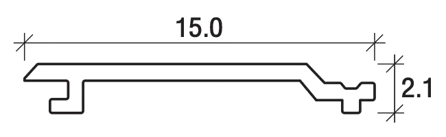ขนาดหน้าตัดไม้บังใบ 15.0 x 2.1 ซม.