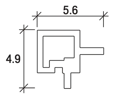 ขนาดหน้าตัดตัวจบผนังเซาะร่อง 5.6 x 4.9 ซม.